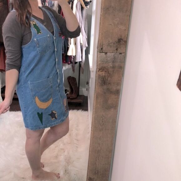 Vintage True Blue size 6 denim patchwork dress - Picture 3 of 7
